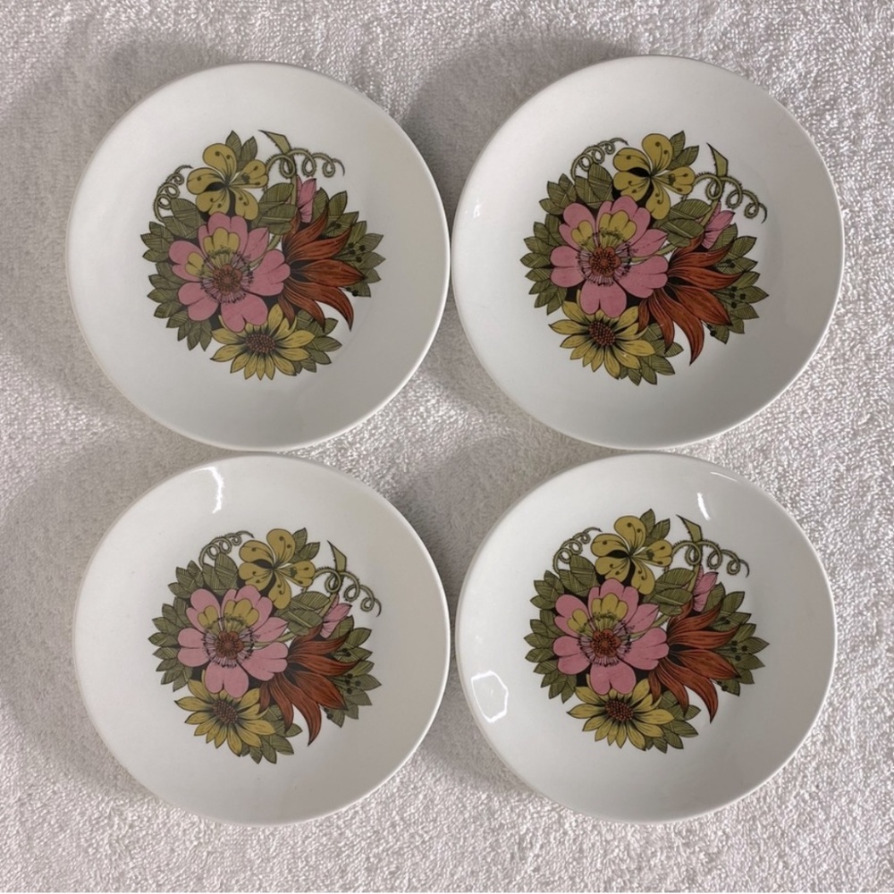 Vintage Ridgway Ironstone Kyoto Flower Pattern Side Snack Plates x4